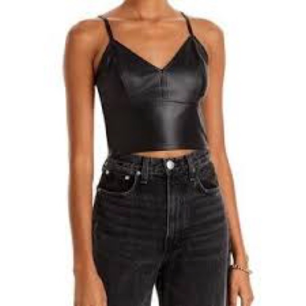 Aqua Black Leather Bralette | Size L
